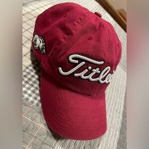 SOLD Titleist Hat Cap Adult One Size Adjustable Strapback Red Arkansas Razorback